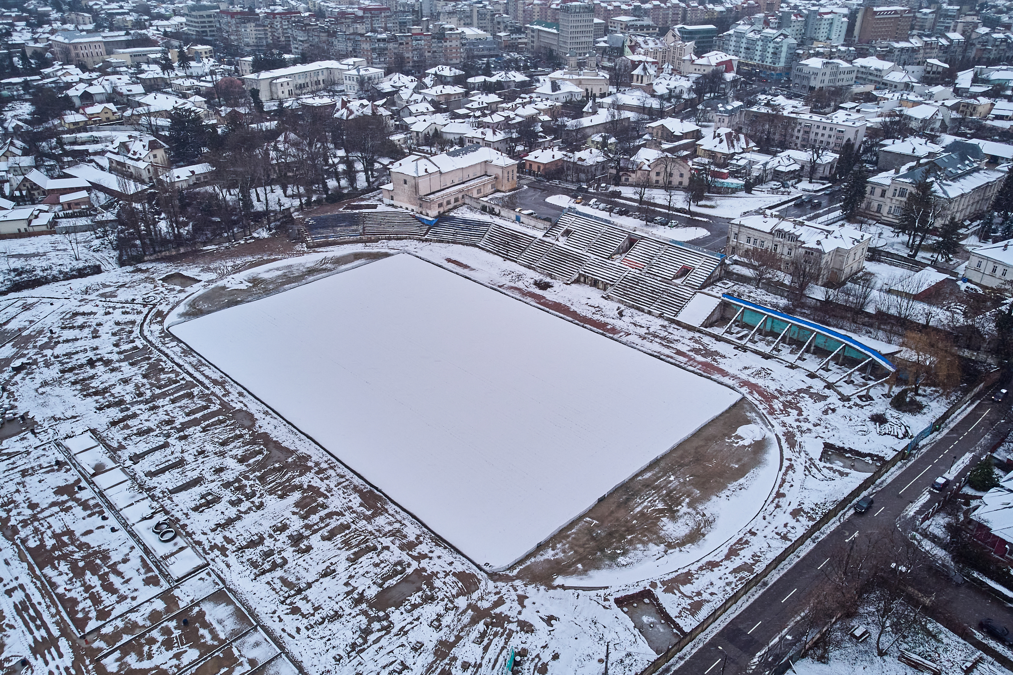 Așa arată acum șantierul stadionului din Târgoviște. Foto: ProSport