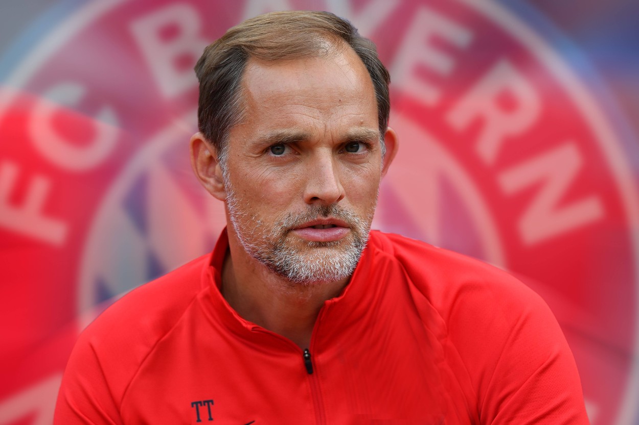  An image of Thomas Tuchel, the coach of Chelsea, looking concerned during the Arsenal vs Bayern Munich match.
